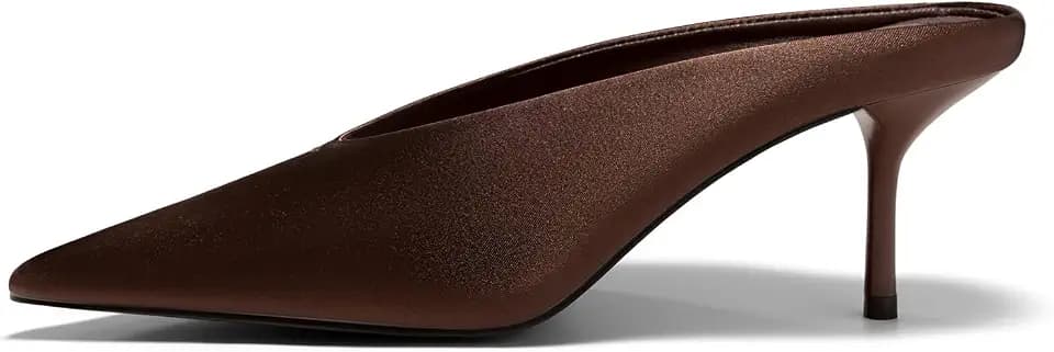 Coutgo Womens High Heels Mules Closed Pointed Toe Slide Sandals Slip On Summer Dress Shoes