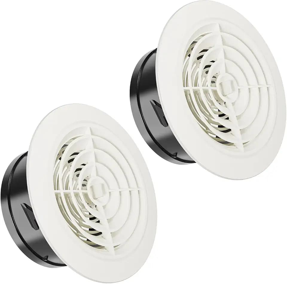 6 Inch Air Vent Cover, HG Power 2-Pack Adjustable ABS Louver Grille Cover, Round Exhaust Vent Fit for Bathroom Office Kitchen Ventilation, Opening Size 5.66"
