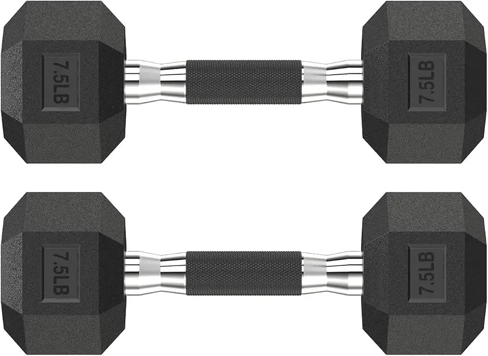 HANDBODE Rubber Encased Hex Dumbbell Pair, 2.5-65 lb