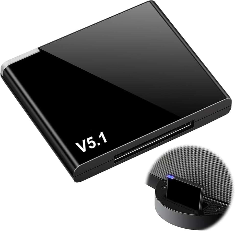 30-poliger Bluetooth-Adapter, kompatibel mit iPod/iPhone 5.1 Bluetooth-Empfänger, kompatibel mit Bose Sounddock Lautsprechern, Audio-Receiver, kabellos, tragbarer Audio-Musikempfänger