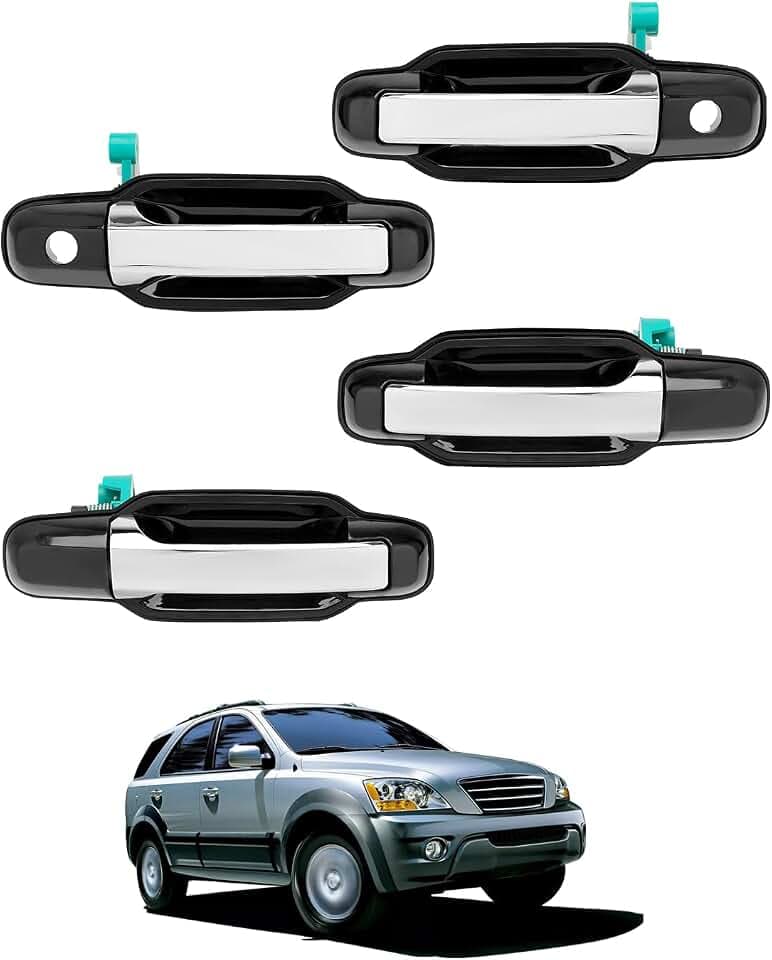 Chrome Exterior Door Handle Set, Compatible with 2003-2009 Kia Sorento