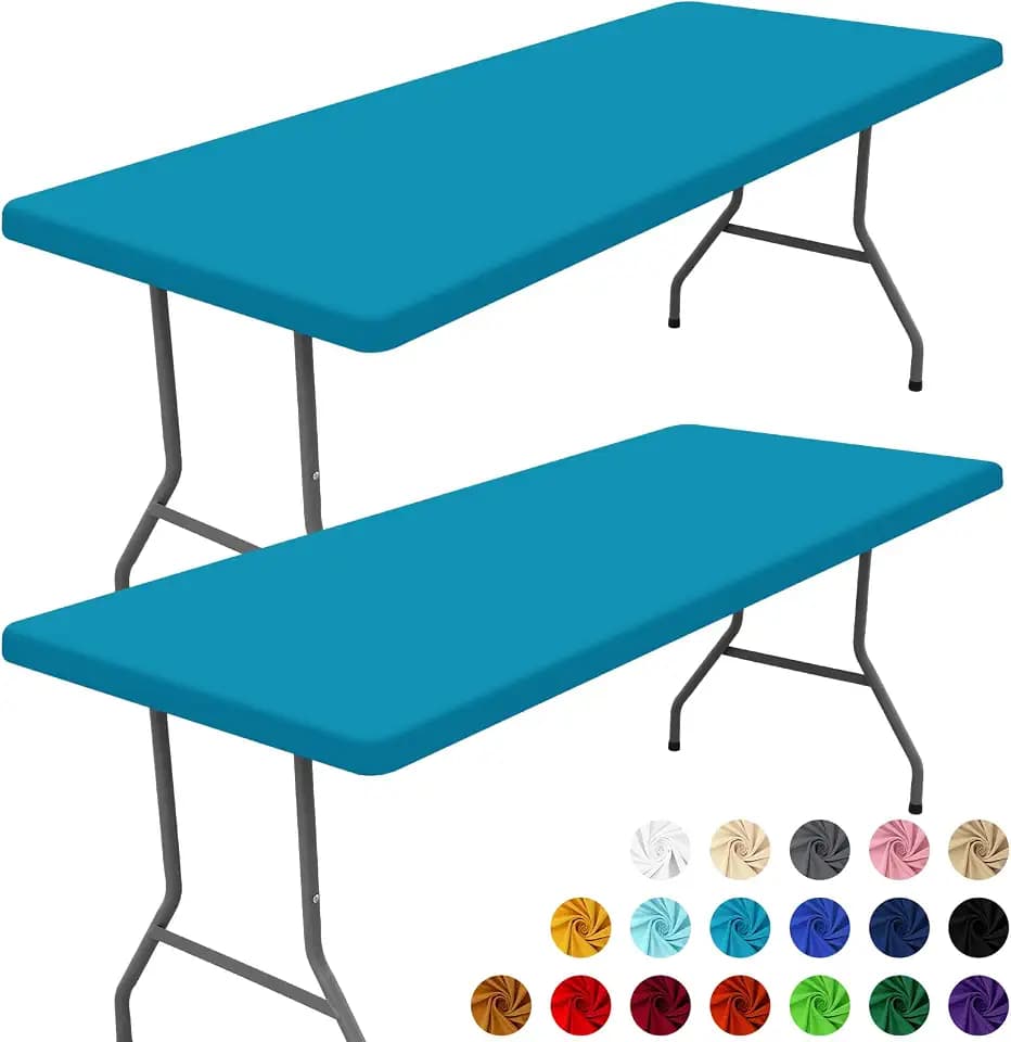 Moosfor 2 Pack Rectangle Spandex Fitted Table Cloth, 6FT Elastic Tablecloth