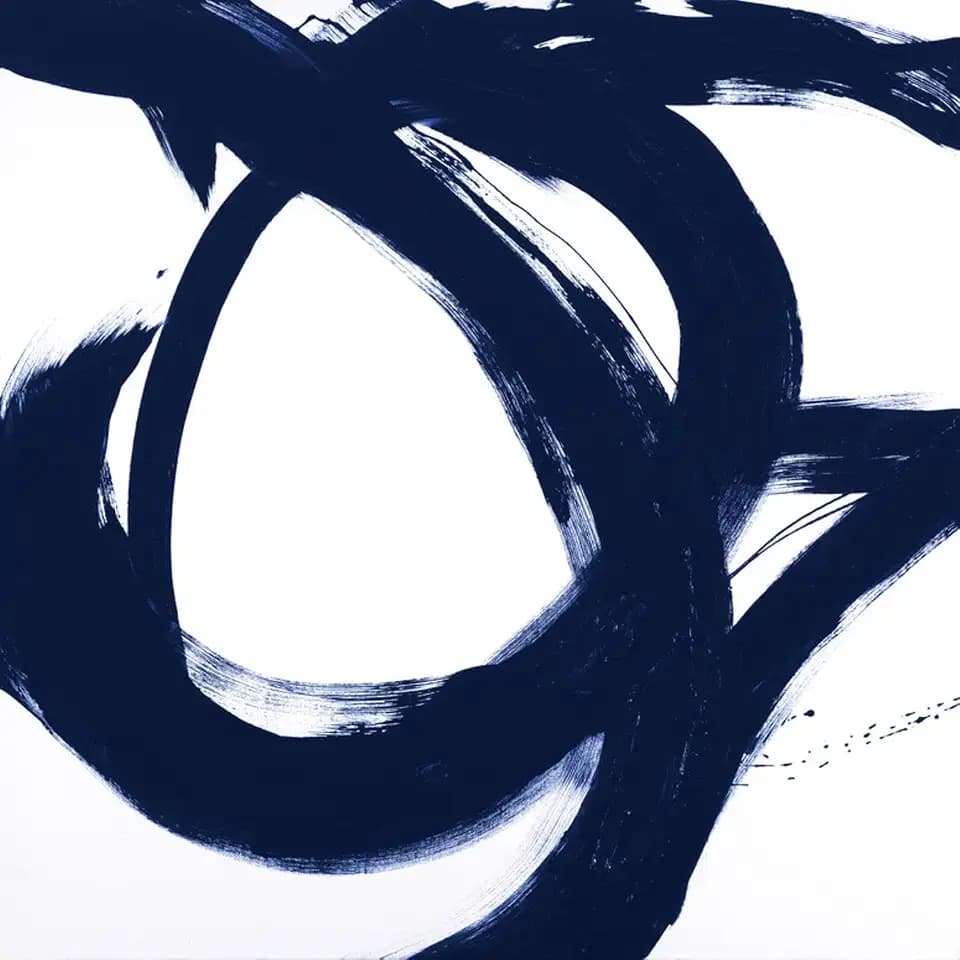ART.COM Wall Art Print Navy Circular Strokes I by Megan Morris, 30" x 30"