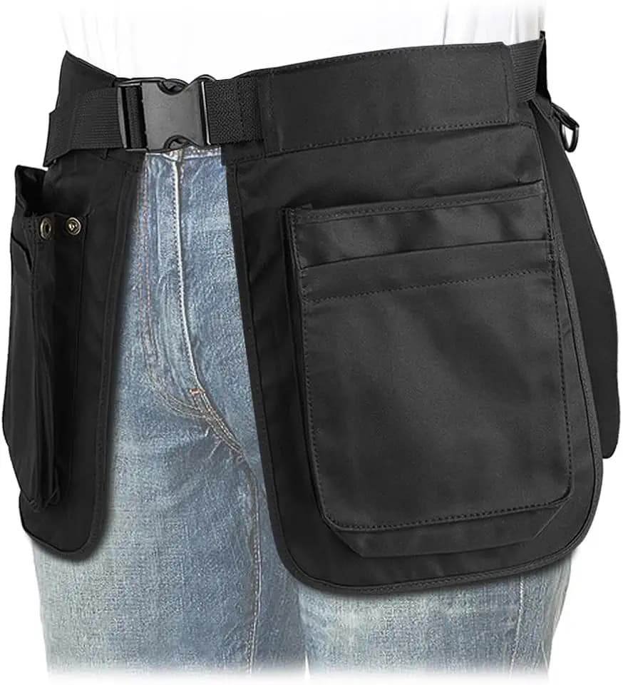 MUCHER Trainingsschürze Hundesport Kellnertasche Arbeitstasche Hippie-Gürteltasche Multifunktions-Hüfttasche aus Stoff Schweißfest Seitliche Gürteltasche für Damen Herren Wandern Trekking (Schwarz)