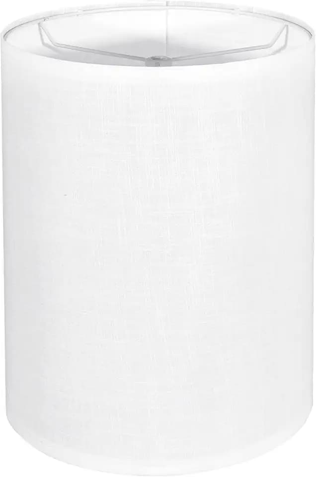 Tall Lamp Shade, White Drum Lampshade for Table Lamps Floor Lamp, 10" Top X 10" Bottom X 13" High Large Line Fabric Lamp Shade, Easy Assembly Replacement Lampshades