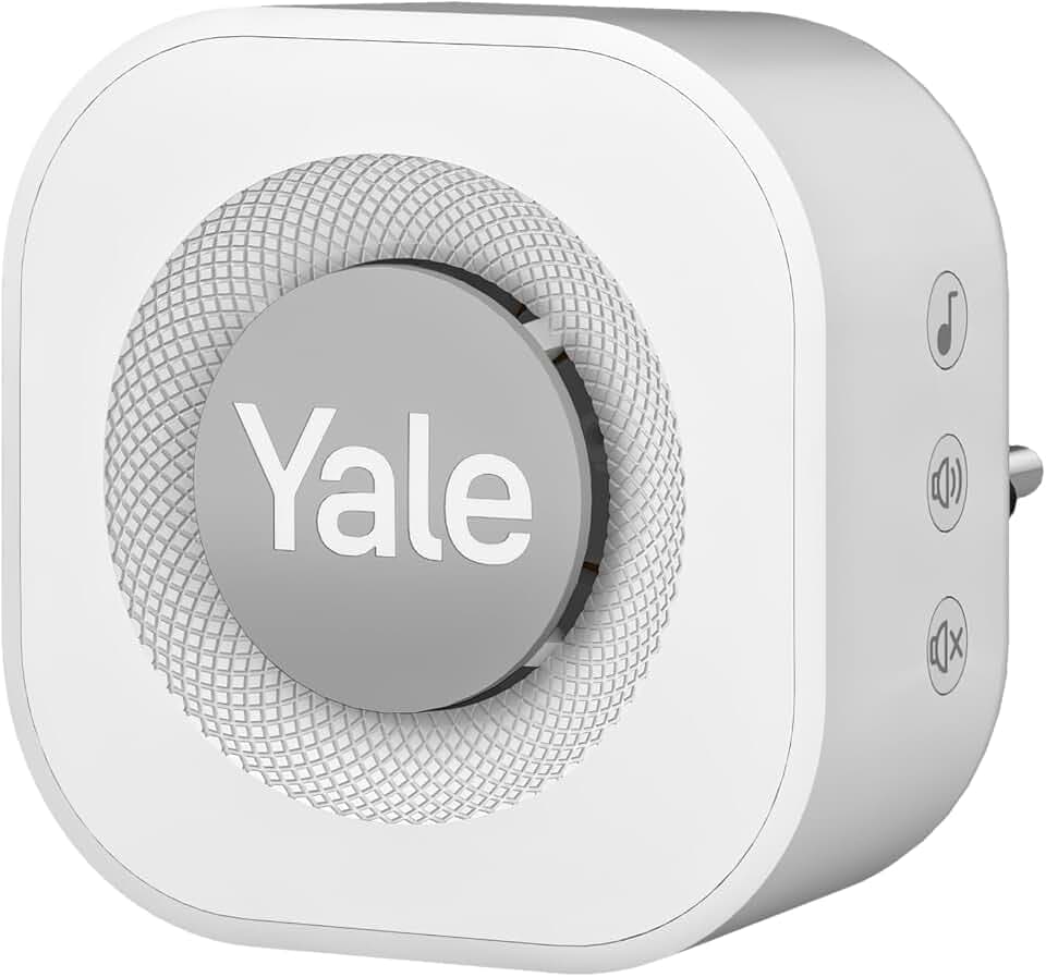 azbe Yale - Türklingel-Gong - SV-VDBCH-1A-W - Innen-Klingel - Wählbare Klingeltöne - Plug-in-Installation - EU- und UK-Strommodule - Zubehör kompatibel mit Yale Smart Video-Türklingel