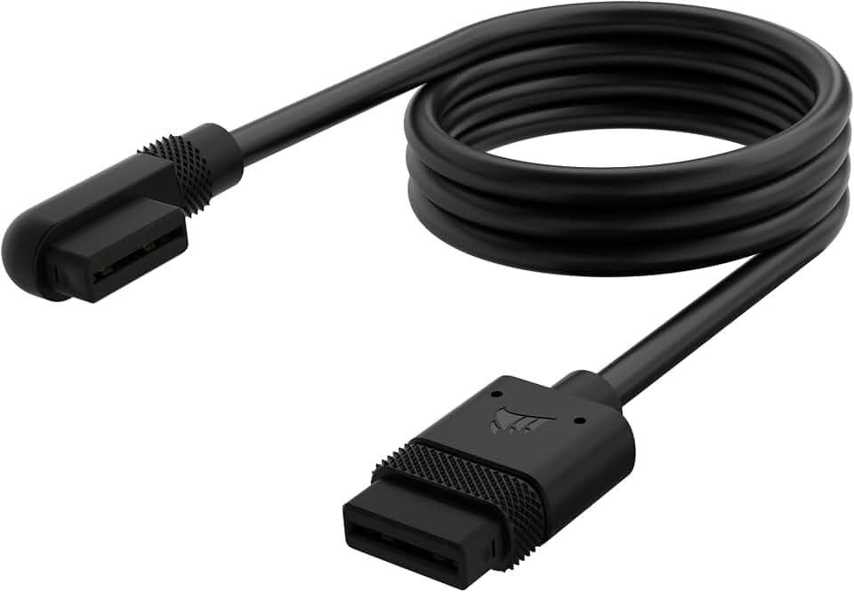 Corsair iCUE LINK Slim Kabel - 600mm Gerade/Schlank 90° - Schwarz