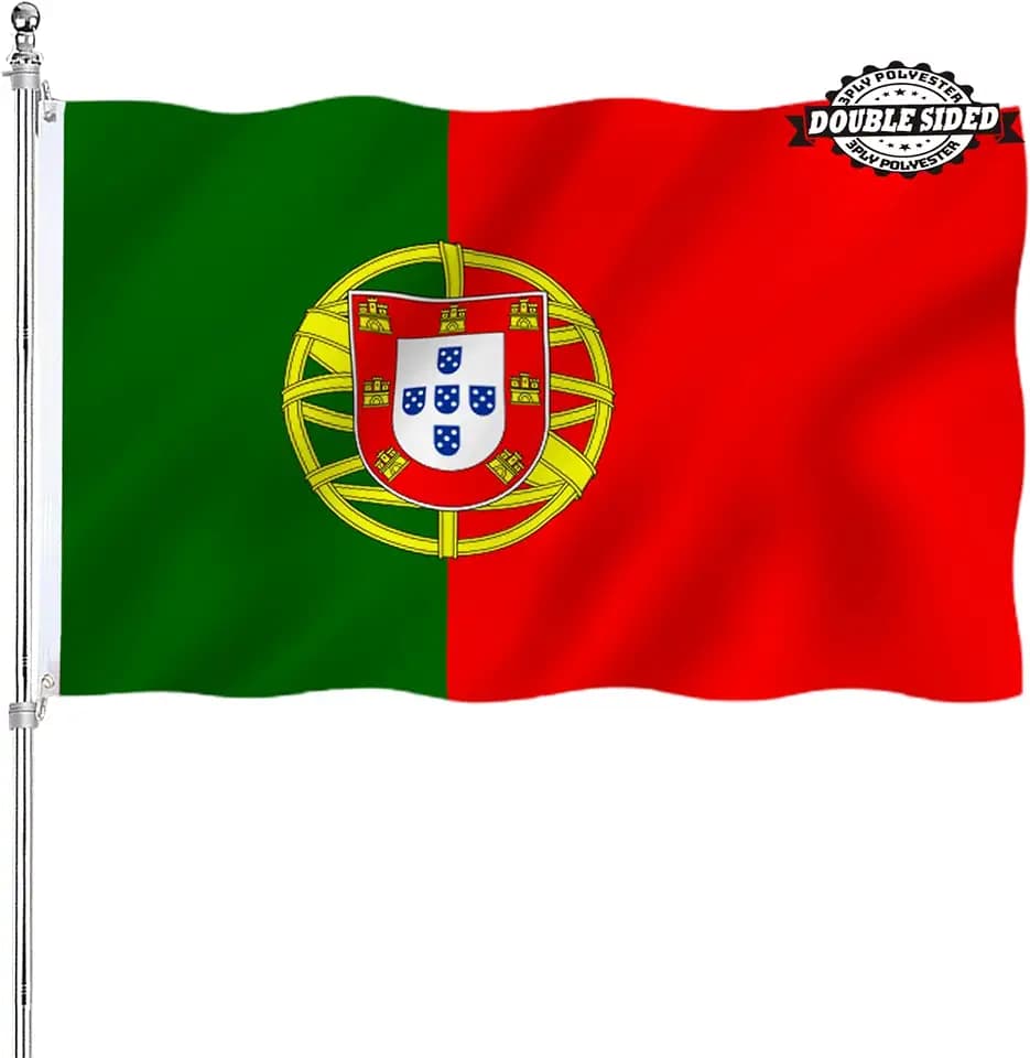 Portuguese Portugal Flag 3x5 Double Sided Outdoor Heavy Duty National Flags 3 Ply Polyester Material with 2 Metal Grommets 4 Rows of Stitching