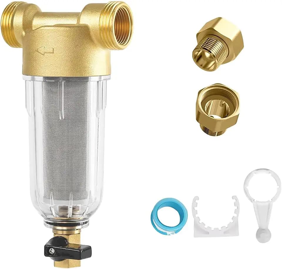 Wasserfilter Wiederverwendbare, 1 Zoll Wasser Vorfilter Sedimentfilter, Spin Down Sediment Wasserfilter, Ausspülbarer Feinfilter für Brunnenwasserschlauch-Sedimentfilter (mit 3/4" Adapter)