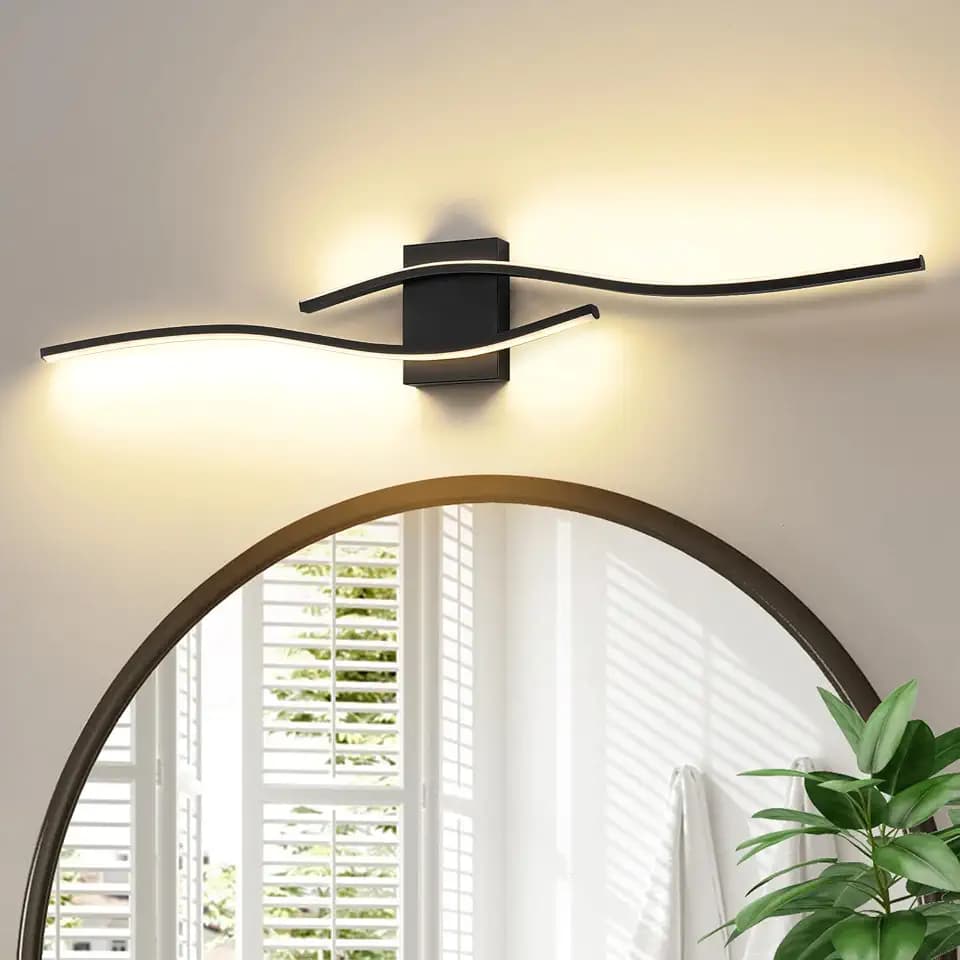 LED Modern Vanity Lights Dimmable Over Mirror 39.4 inches Black Bathroom LED Vanity Light for Bathroom Living Room 3300K Warm Light
