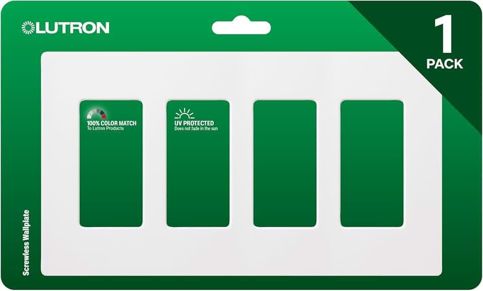 LUTRON CW-4-WH Claro Wandplatte, 4-fach, Weiß