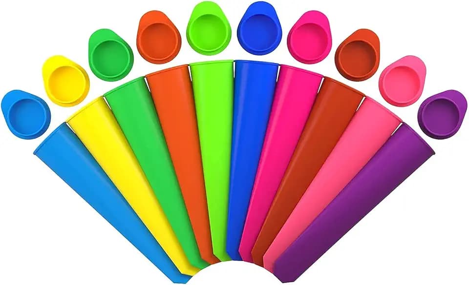 iNeibo Eisformen Silikon bpa frei 10 Stück Eisformen eis am stiel Wassereis formen tüten Eisform en Wassereis mit Deckel Silikonform Eistüten wiederverwendbar popsicle Eisform für Wassereis