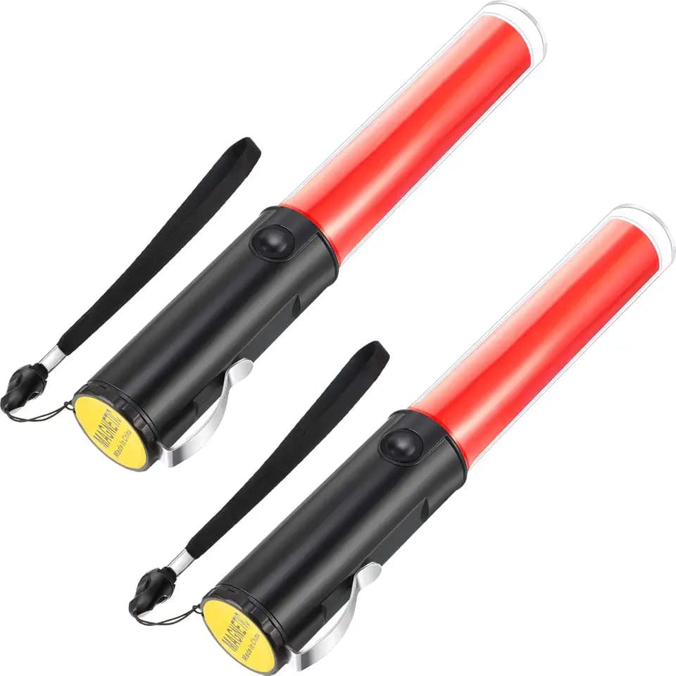 Weewooday 2 Pack 11 Inch LED Traffic Wand with 3 Flashing Modes, Red