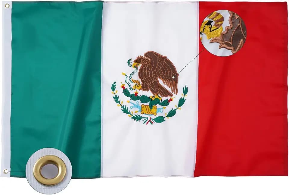 Bradford Mexican Flag 4x6 ft Outdoor, Embroidered MX Mexico Flags Heavy Duty, Vivid Color Bandera de Mexicana Mexican Flag for Outsides Home Decoration