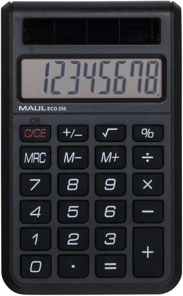 MAUL Taschenrechner schwarz ECO 250 Solarbetrieb handlich 8-stellig