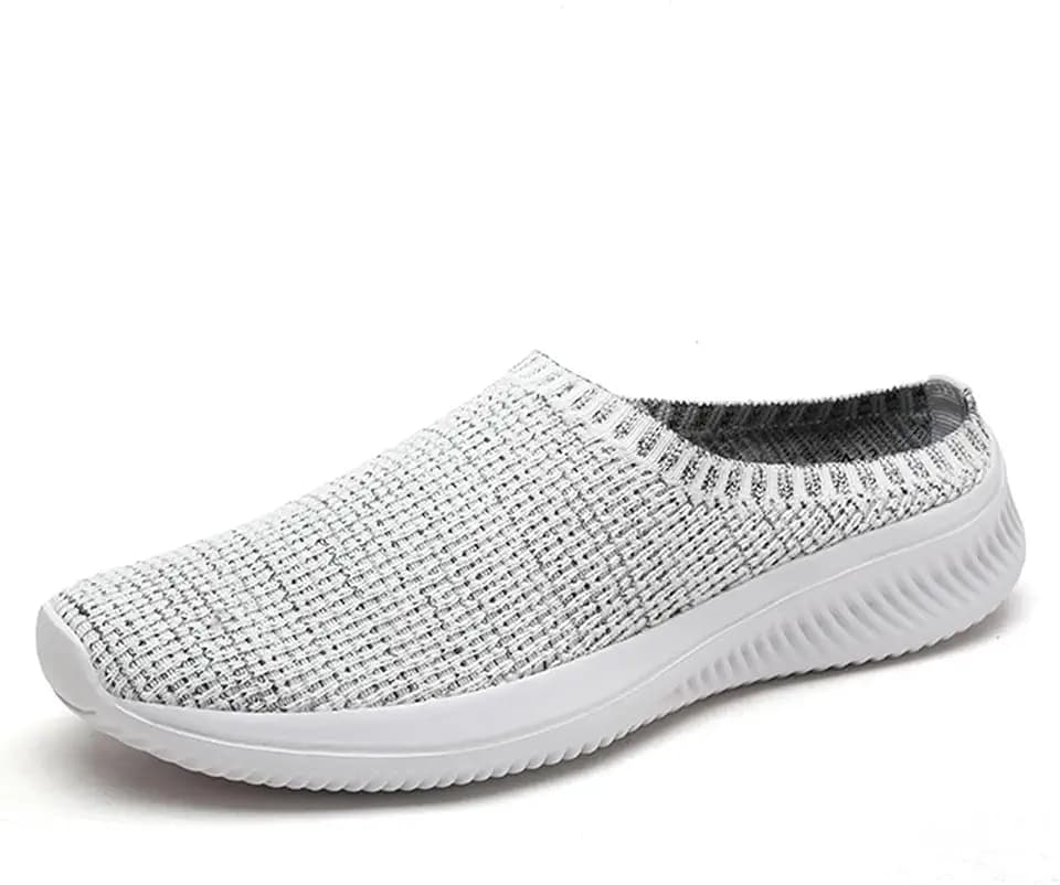 Men's Knit Open Back Mule Sneakers Fashion Mesh Breathable Slip On Light Non-Slip Clog Mules Summer Daily Indoor Outdoor Casual Slippers