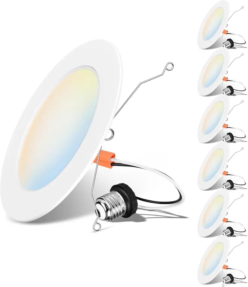 LVWIT 6 Inch Recessed Lights, 5CCT LED Can Lights, Dimmable, 6 Pack,White