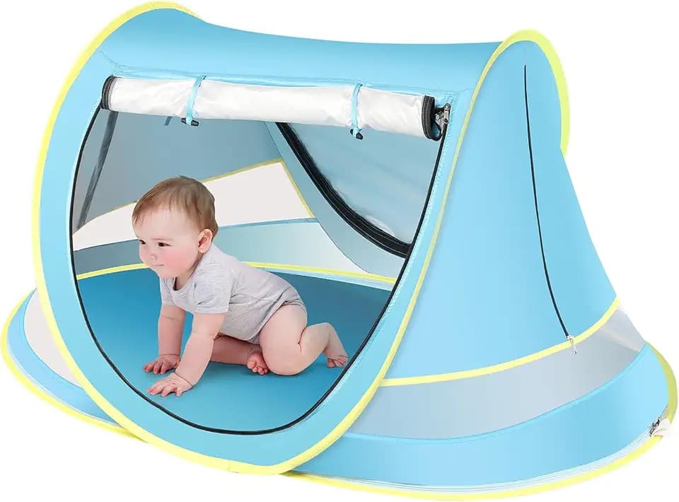 Baby Beach Tent, Pop Up Toddler Travel Bed for Boys or Girls, Sun Shade for Toddler Camping, Infant Portable Sun Shade, Summer Beach Baby