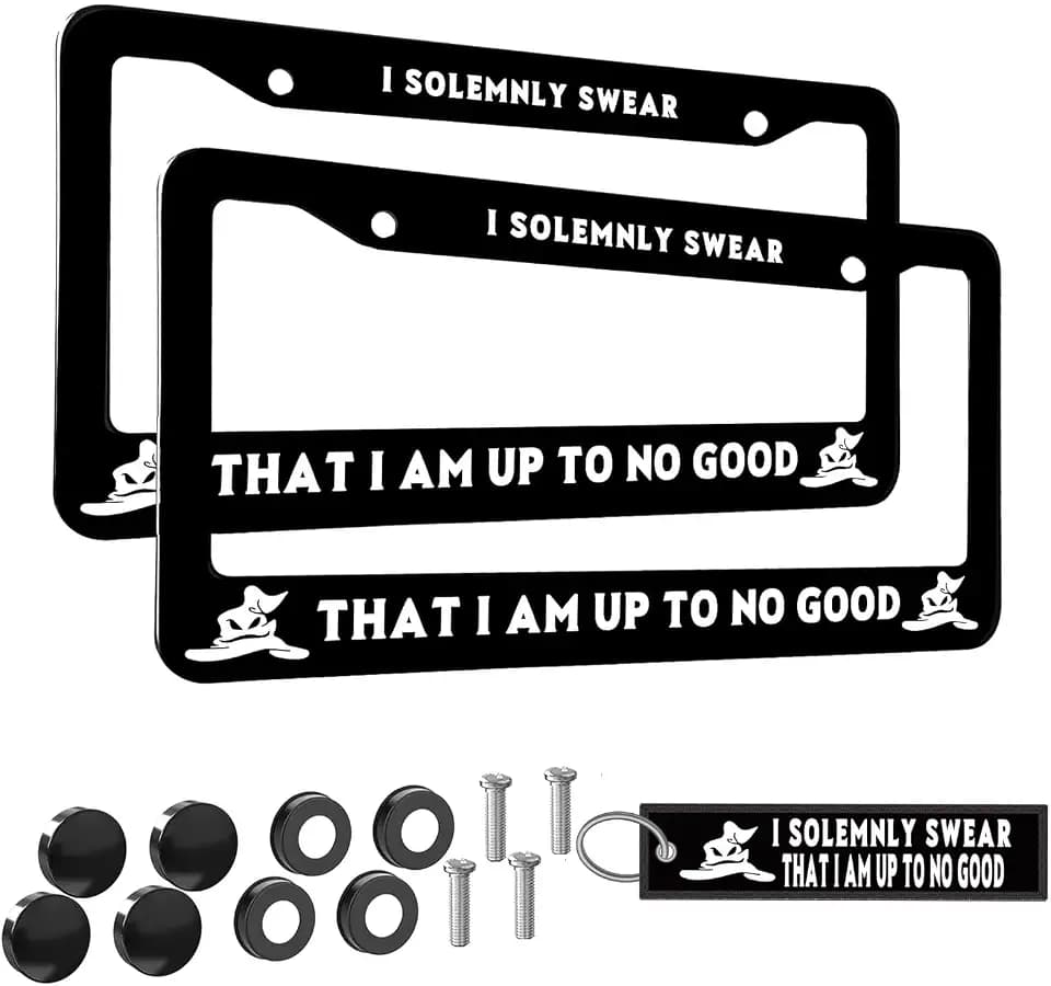 I Solemnly Swear License Plate Frame for Women 2Pc Car Tag