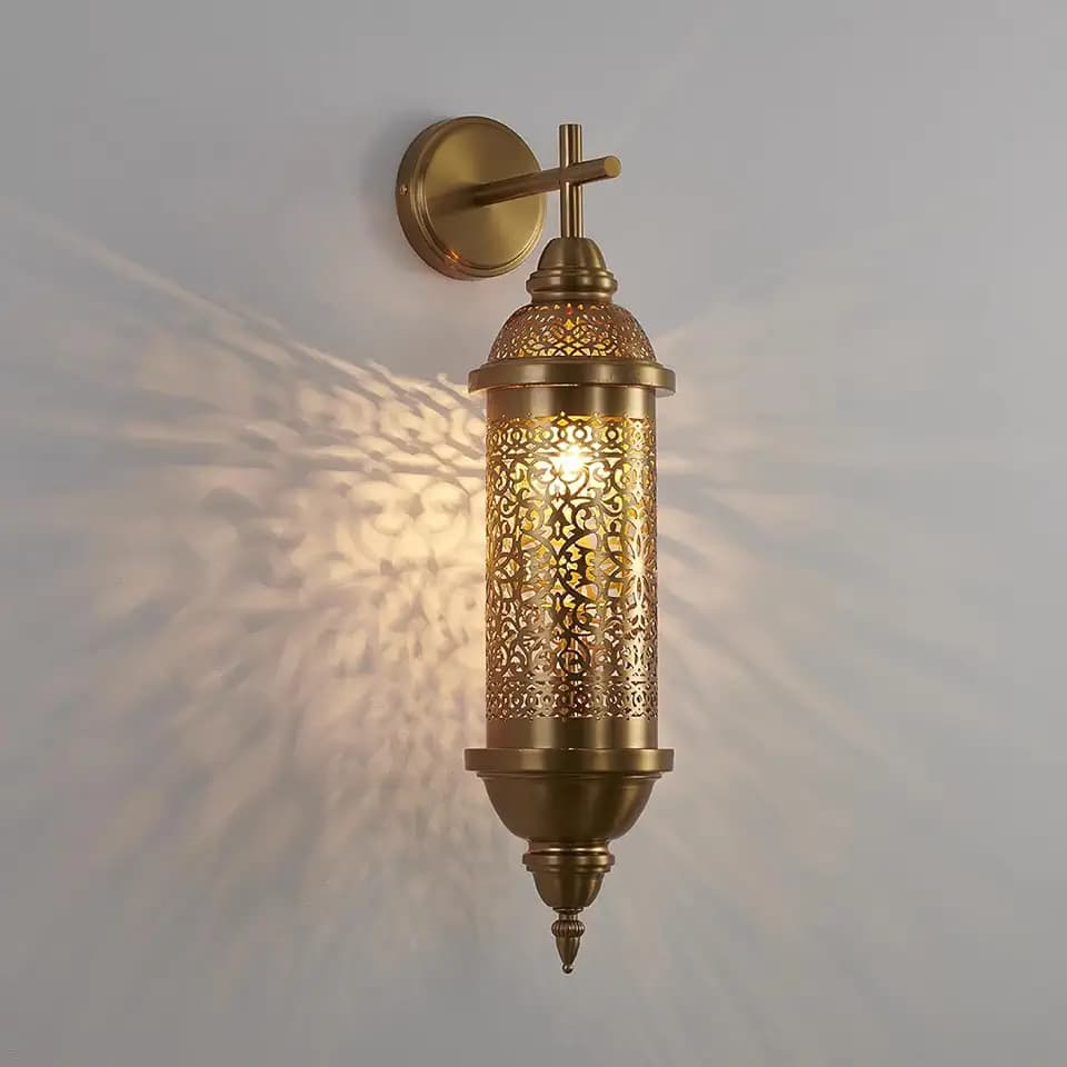 Turkish Moroccan Wall Sconce Lamp, Vintage Hand Carved Metal Wall Light, 24Inch Height Wall Mounted Porch Light for Home,Villa, Kitchen, Restaurant