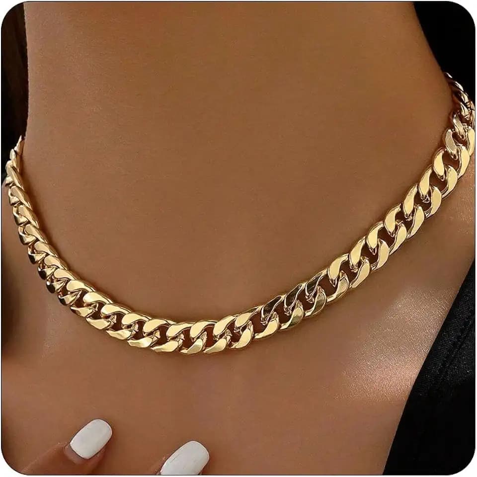 Chunky Gold Necklace for Women 18K Gold Plated Chain Necklace