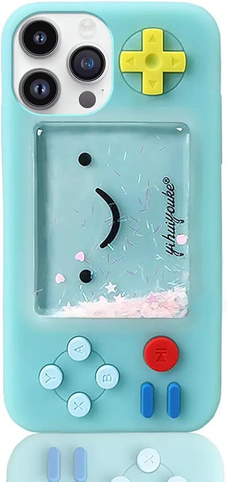 UnnFiko Squishy 3D Cartoon Game Shape Case Compatible with iPhone 16 Pro Max, Creative Liquid Stars Funny Play Case Soft Rubber Protective Cover (Blue, iPhone 16 Pro Max)