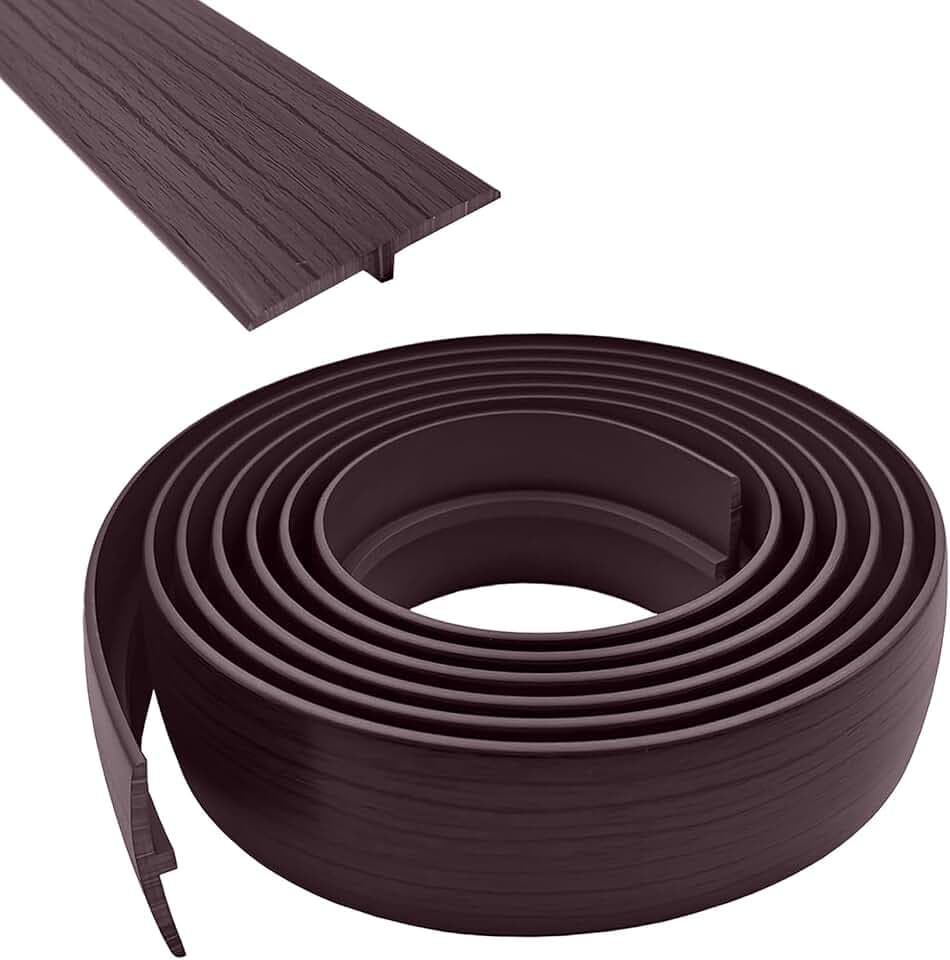 Übergangsprofil Selbstklebend, Breite 50 mm Selbstklebendes PVC-Übergangsstreifen-T-Formteil, Flexible T-Form-Übergangsstreifen für Laminat/MDF und Holzböden (Schwarze Walnuss, 5 m)