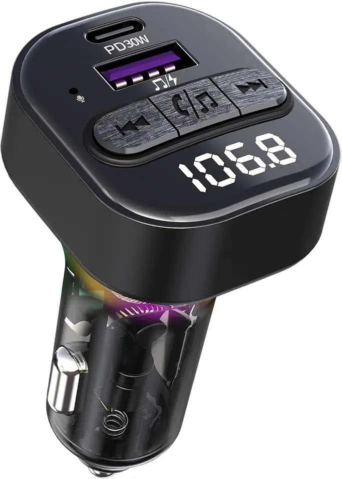 FM Transmitter Bluetooth Car Adapter, Wireless FM Radio Transmitter