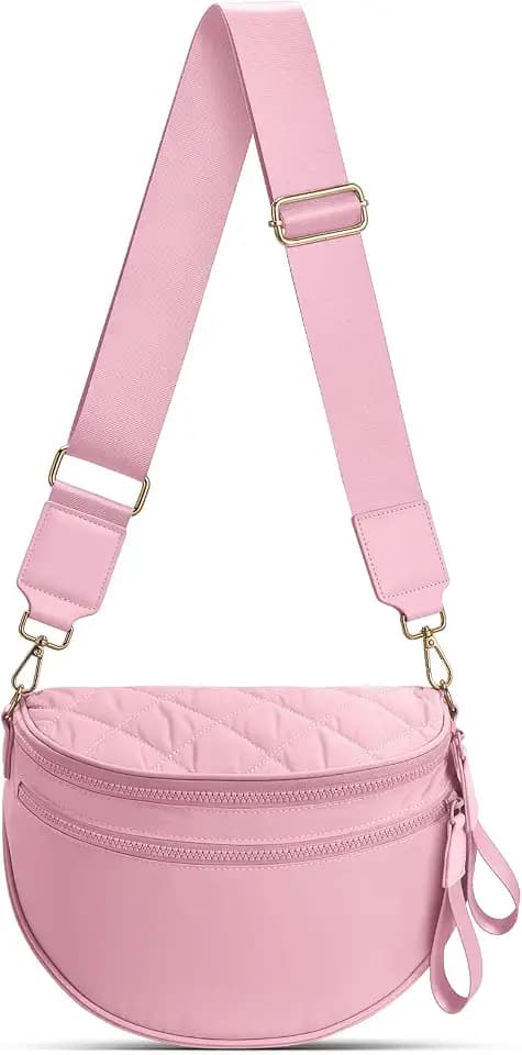 oscaurt Puffer Crossbody Bag Bum Bag for Women Spacious Cross Body Travel Purse Quilted Shoulder Handbag