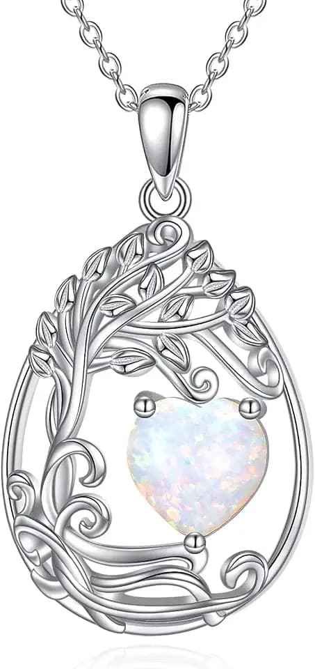Lebensbaum Geburtsstein Kette für Damen 925 Sterling Silber Baum des Lebens Halskette Anhänger Geburtsstein Schmuck Geschenke für Damen Mädchen