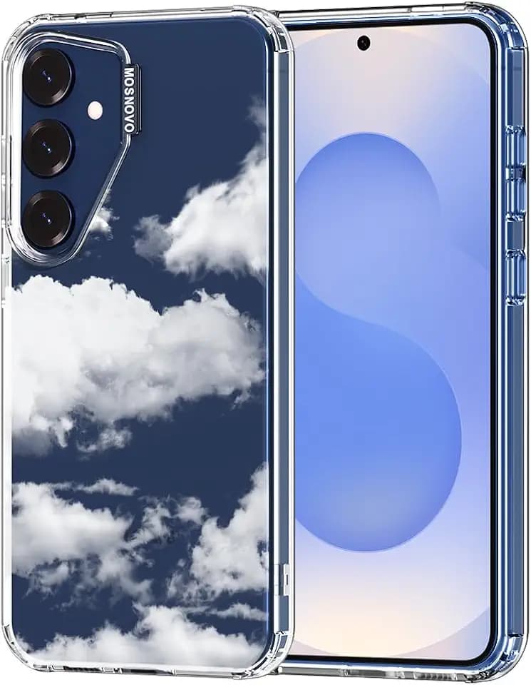 MOSNOVO für Samsung Galaxy S25 Plus Hülle – Durchsichtige, schlanke, stoßfeste TPU+PC-Handyhülle, [6,6 Fuß Fallschutz/Anti-Abziehen] - Wolke