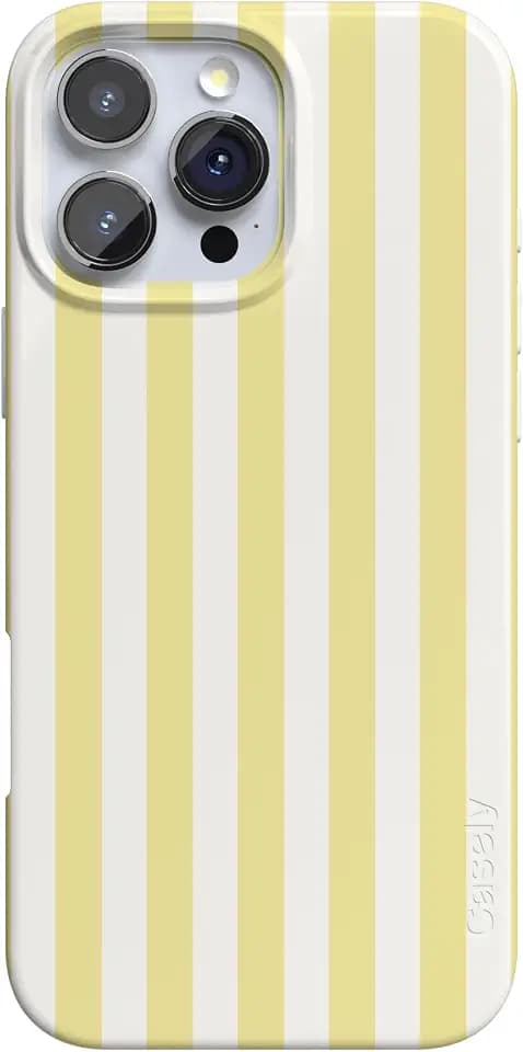 Casely iPhone 16 Pro Max Case | Butter Yellow Stripes | Sunday Best | Compatible with MagSafe | Classic Ultra Slim Design