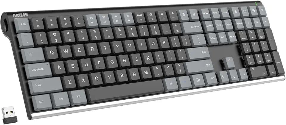 Arteck Mechanical 2.4G USB Wireless Keyboard, Tacktile Brown Switches Gray