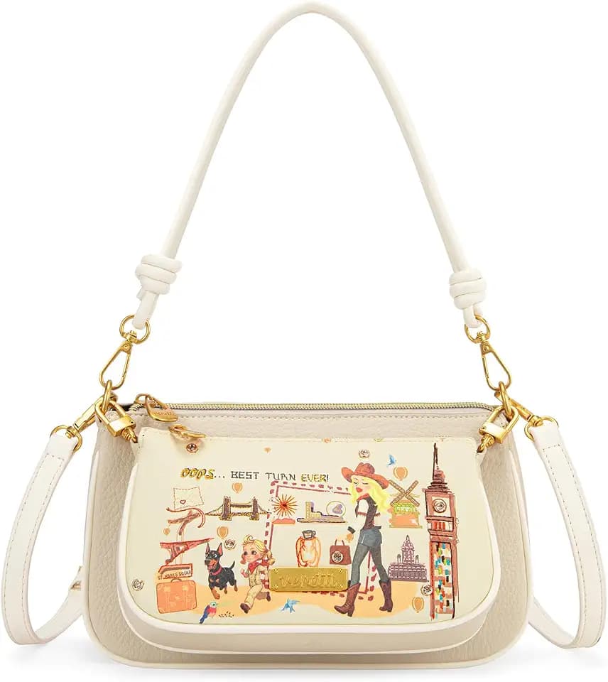 Venetti Cute Purse 2PCS Shoulder Bag Cityscape Illustration Crossbody Bag with Detachable Strap