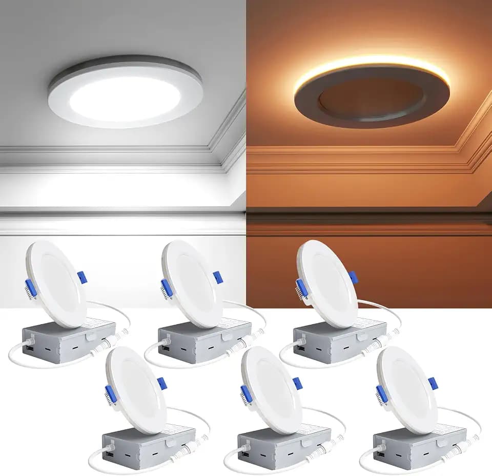 6 Pack 4 Inch LED Recessed Lights with Night Light, 750LM 5CCT