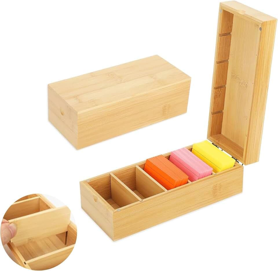 BEIMEIII A8 Aarteikarten Box Holz mit Deckel 22.2cm*9.5cm*7cm Klassische Lernkarteibox für Büro, Schulen und Heim