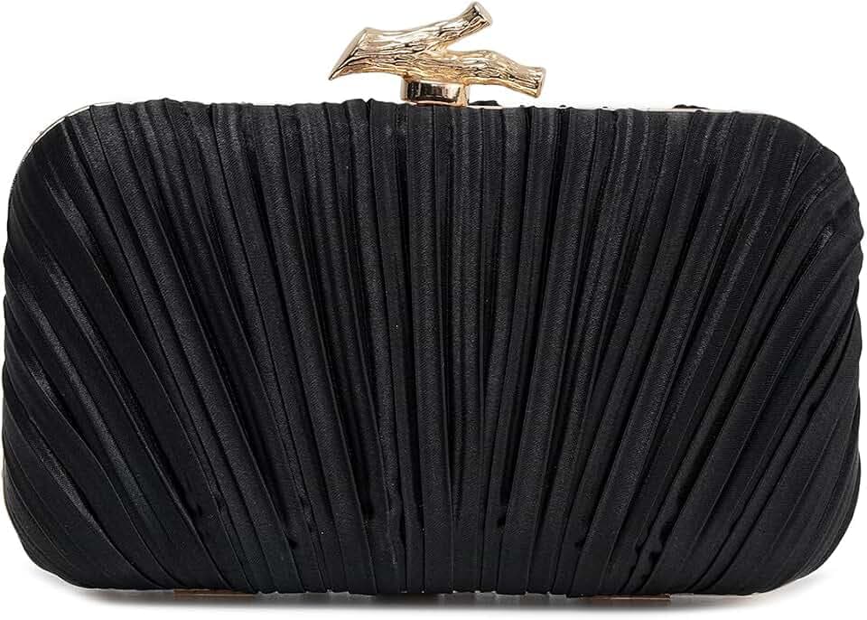 PHILOMENA Elegant Silk Pleated Evening Clutch Purse for Women with Chain for Crossbody Evening Bag Wedding Bridal Clutch