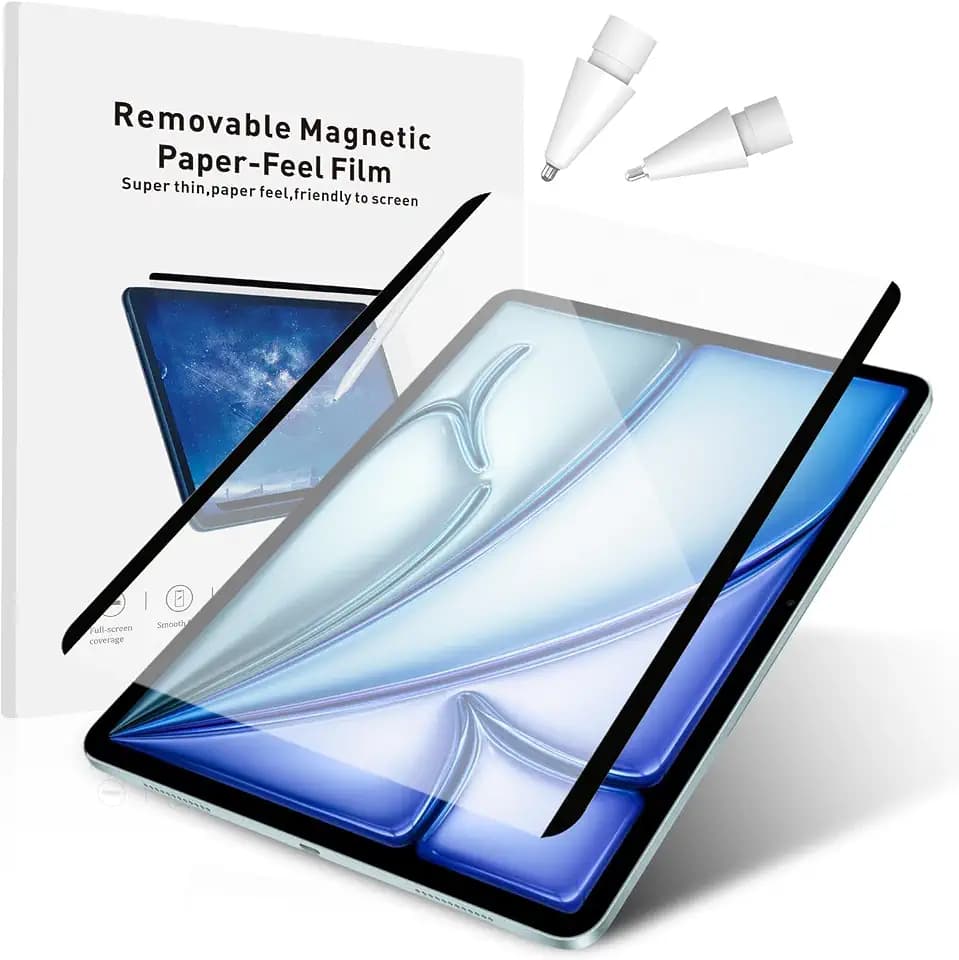 Paper-Feel Magnetic Screen Protector for iPad Air 11" M2/M3/M4 (2024-2026) & iPad 10.9" 10th Gen (2022-2025), Matte Finish, Write Like on Paper, Reusable, Includes 2 Extra Pencil Tips
