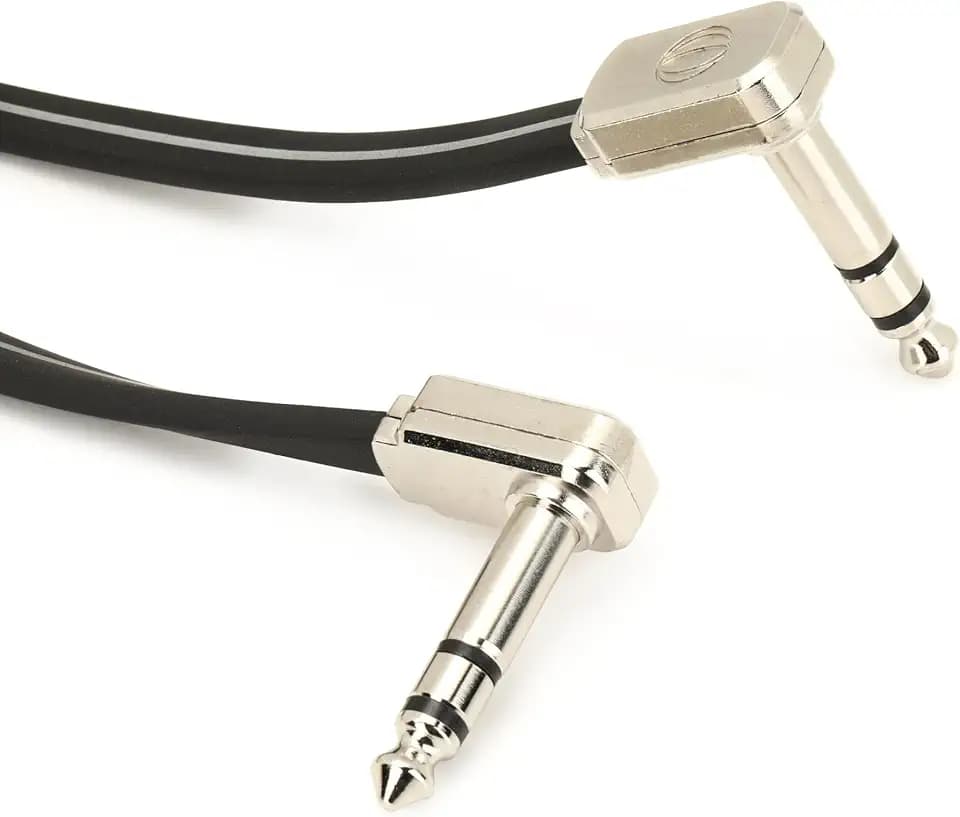 Ernie Ball Flat Ribbon Stereo Patch Cable, 6in, Black (P06408)