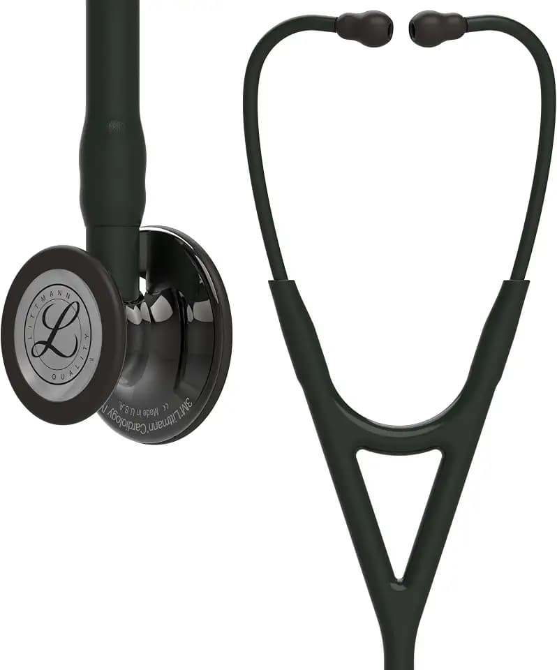 3M Littmann Cardiology IV Diagnostic Stethoscope, 6232, More Than 2X as Loud, Weighs Less, Stainless Steel High Polish Smoke-Finish Chestpiece, 27" Black Tube, Stem, and Headset
