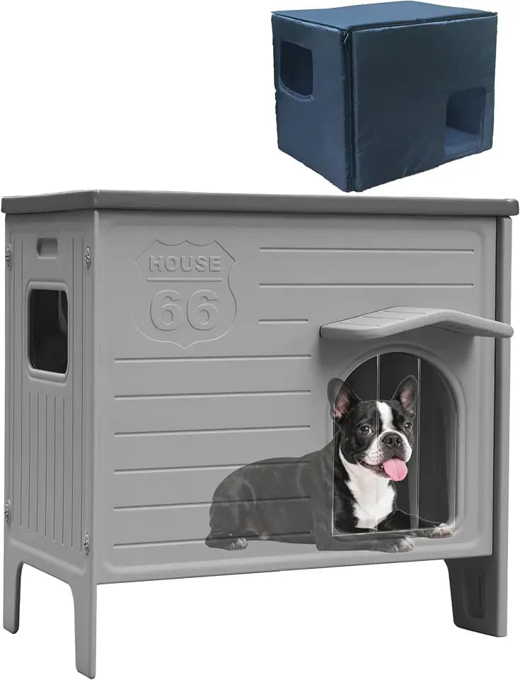 Plastic Dog House for Outdoor Indoor with Insulated Liner