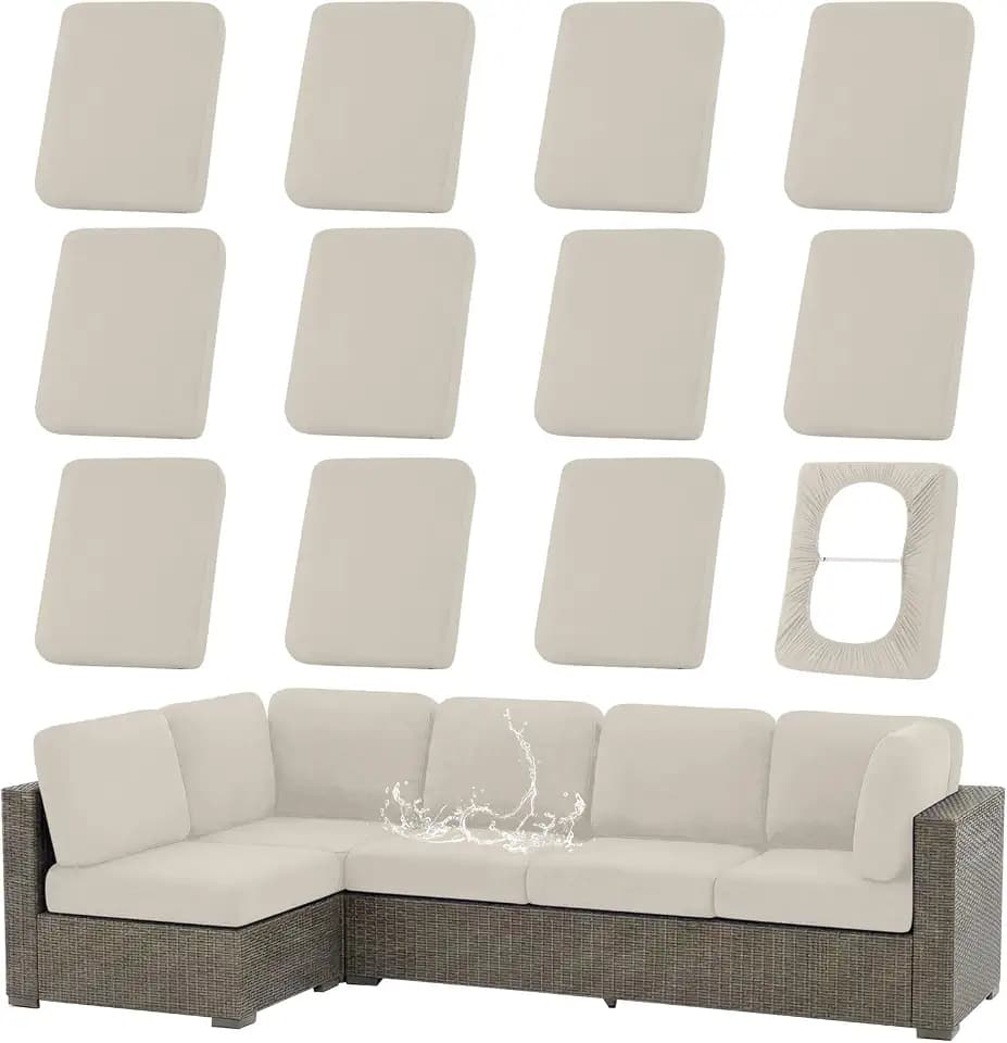 hyha Waterproof Outdoor Cushion Covers, Stretch Patio Slipcovers