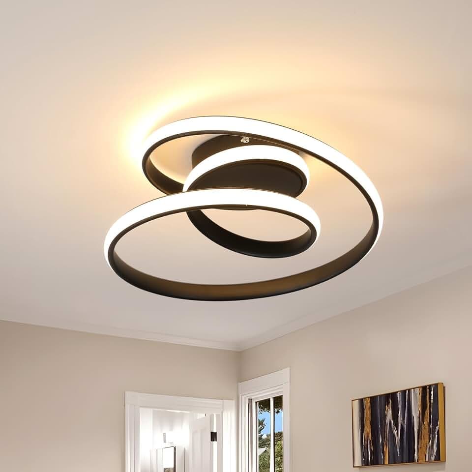 Comely Deckenlampe LED 36W Kreative Spirale Deckenleuchte Schwarz, 3000K