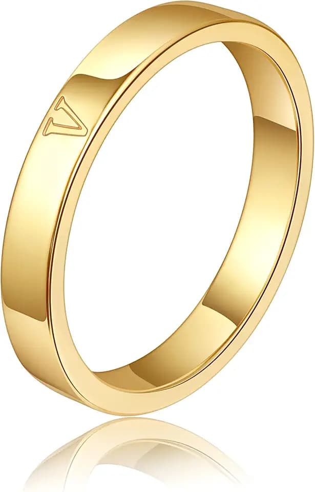 WFYOU 14K Gold Filled Initial Rings for Women Non Tarnish Dainty Thumb Ring