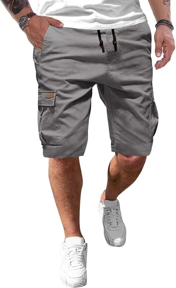 JMIERR Kurze Hosen Herren Baumwolle Cargo Shorts Herren Sommer Freizeithose mit Taschen