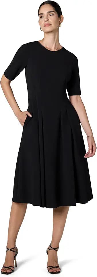 Maggy London Womens Short Sleeve Double Pleat Midi DressDress