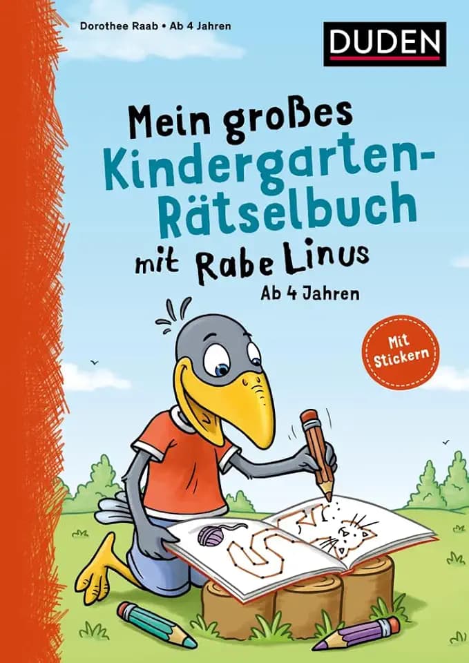 Mein großes Kindergarten-Rätselbuch mit Rabe Linus - ab 4 Jahren: Mit Stickern (Mein großer Lernspaß mit Rabe Linus)