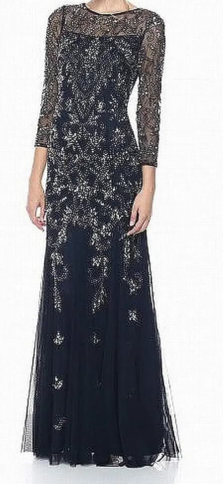 Adrianna Papell Long Sleeve Bead Dress