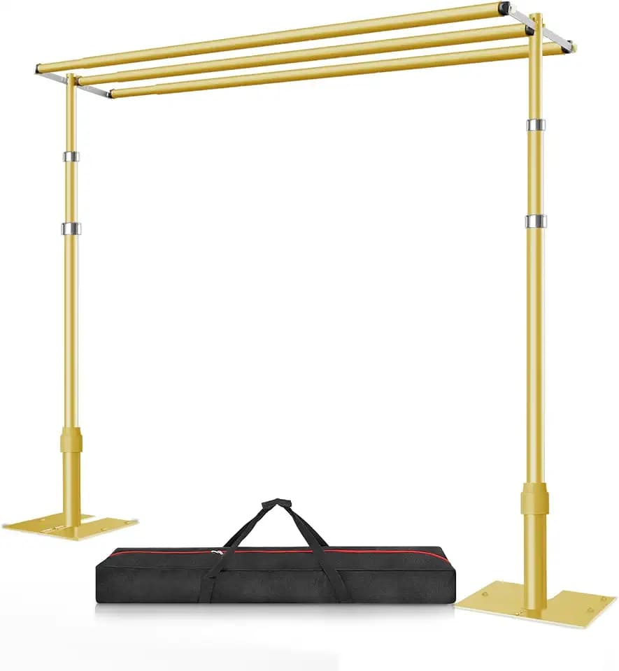 12x10ft Three Crossbar Heavy Duty Pipe and Drape Stand Kit, Gold