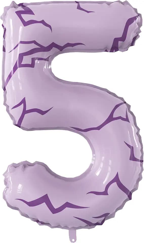 40In Kpop Number 5 balloon for Girls Purple Birthday Decorations|K-pop Tattoo Pink Large Balloon for Kid's 5th Birthday Anniversary Party Decorations Supplies Anime Theme Party